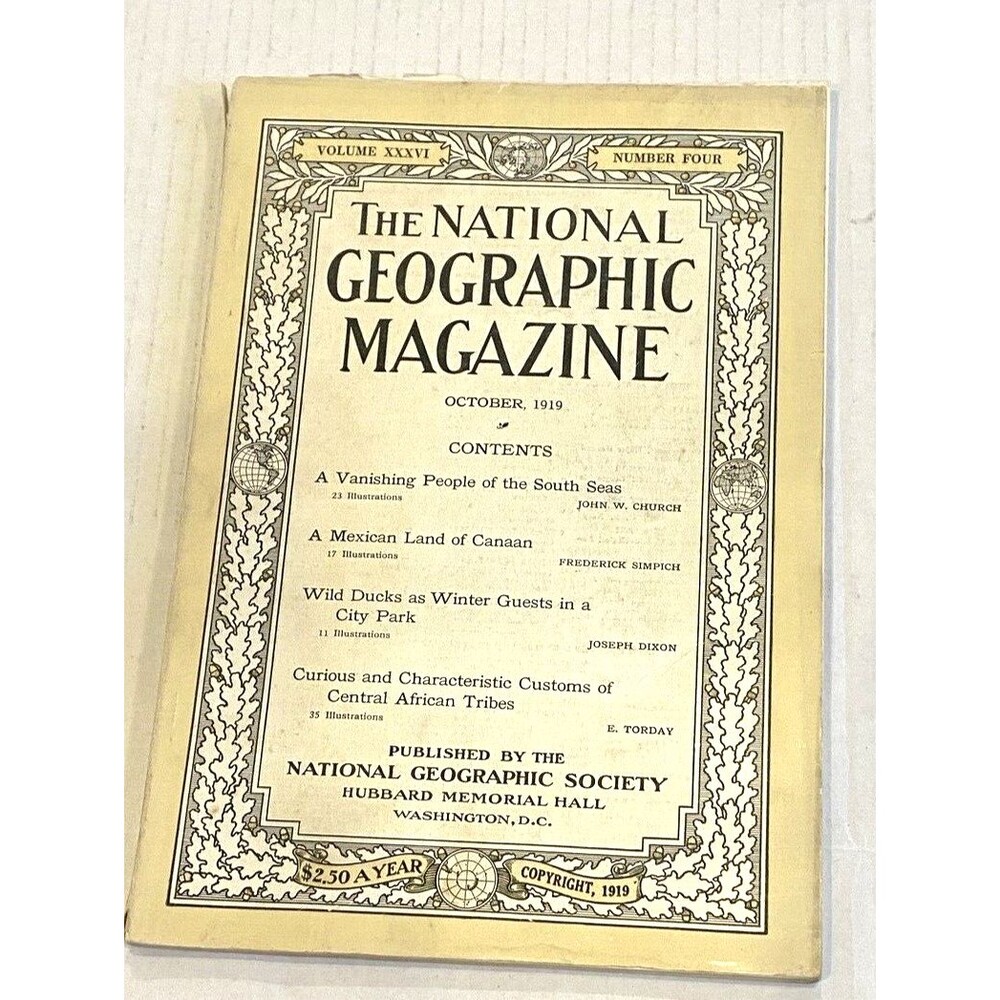 The National Geographic Magazine October 1919 Mexican Land Canaan No Label VTG